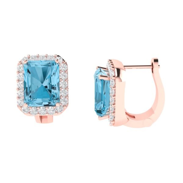 Diana Pear Blue Topaz and Ablazing Diamond Earrings in 18K Rose Gold (4ct)