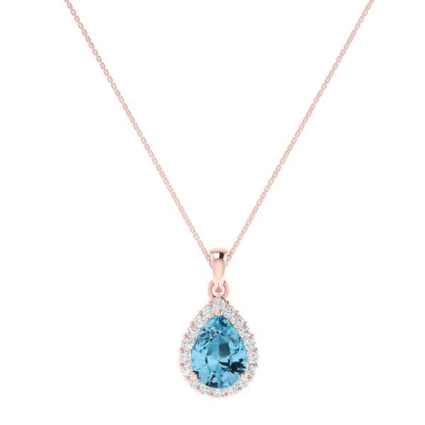 Diana Pear Blue Topaz and Ablazing Diamond Pendant in 18K Rose Gold (1.1ct)
