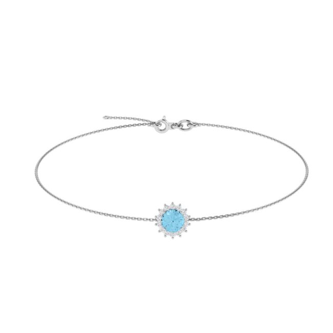 Diana Round Blue Topaz and Glinting Diamond Bracelet in 18K Gold (0.56ct)