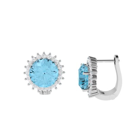 Diana Round Blue Topaz and Glinting Diamond Earrings in 18K Gold (3.1ct)