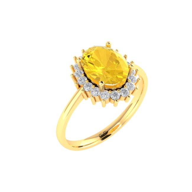 Diana Oval Citrine and Flashing Diamond Ring in 18K Gold (0.85ct)