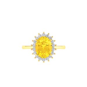 Diana Oval Citrine and Flashing Diamond Ring in 18K Gold (0.85ct)