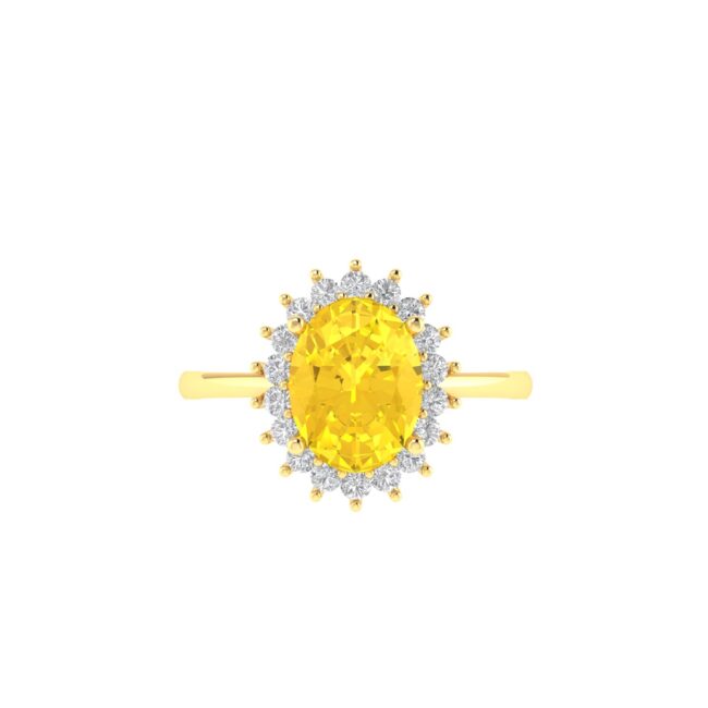 Diana Oval Citrine and Flashing Diamond Ring in 18K Gold (0.85ct)