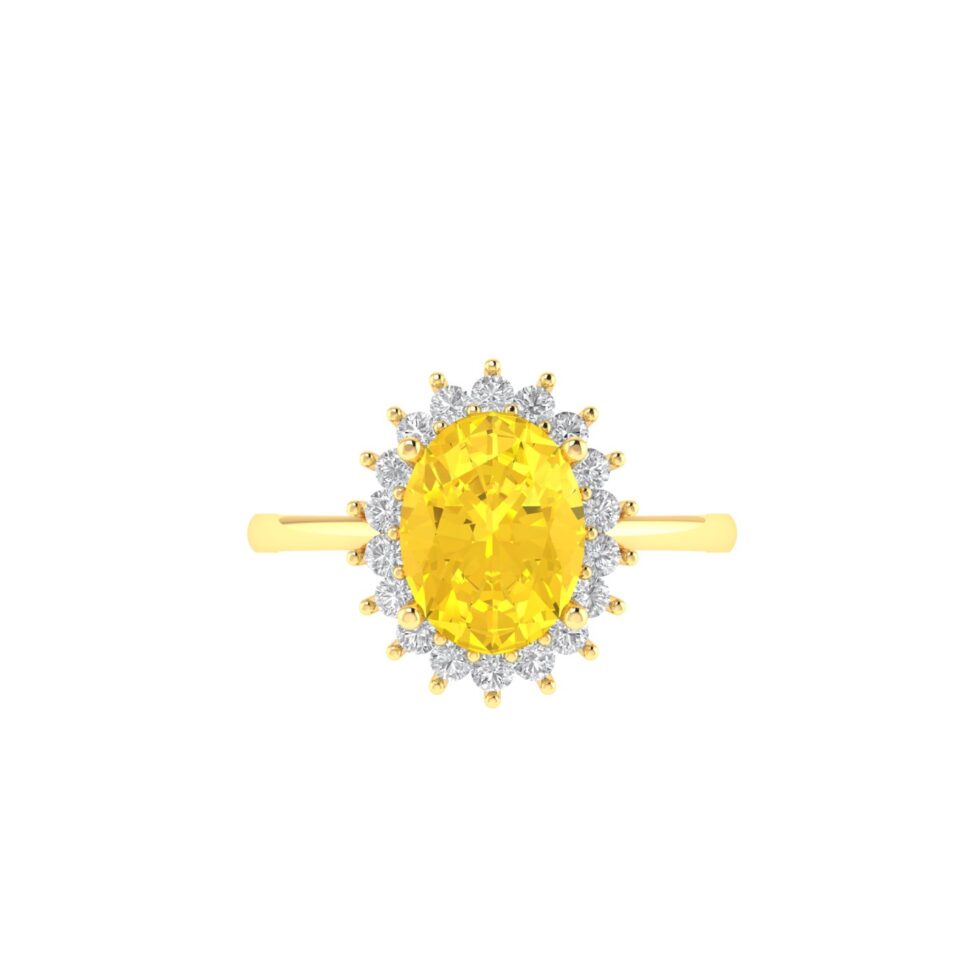Diana Oval Citrine and Flashing Diamond Ring in 18K Gold (0.85ct)