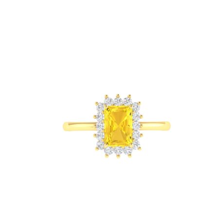 Diana Emerald-Cut Citrine and Flashing Diamond Ring in 18K Yellow Gold (0.55ct)
