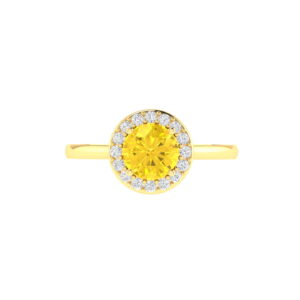 Diana Round Citrine and Flashing Diamond Ring in 18K Gold (0.4ct)