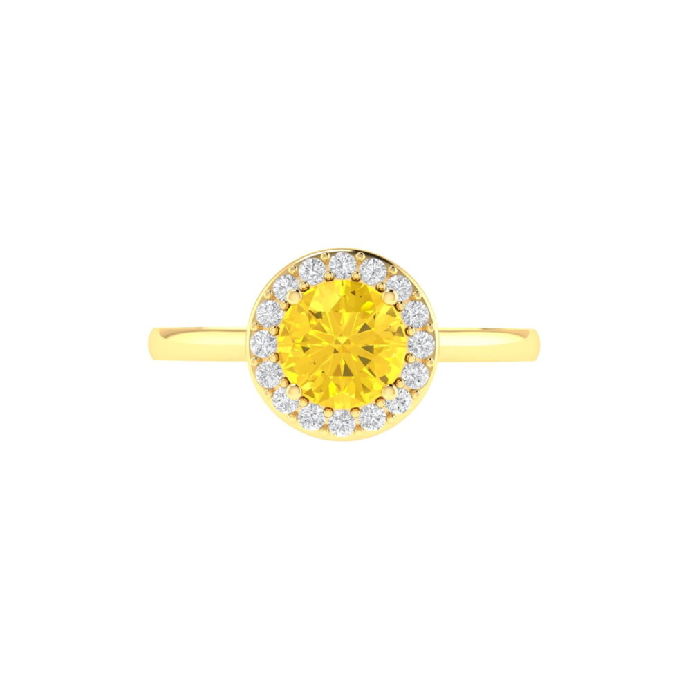 Diana Round Citrine and Flashing Diamond Ring in 18K Gold (0.4ct)