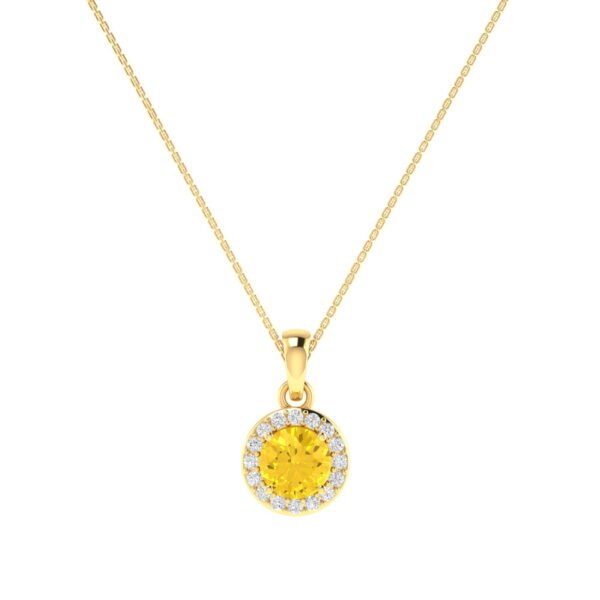 Diana Round Citrine and Flashing Diamond Pendant in 18K Yellow Gold (0.4ct)