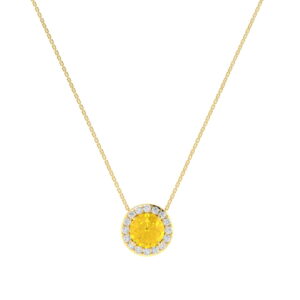 Diana Round Citrine and Flashing Diamond Necklace in 18K Gold (0.4ct)
