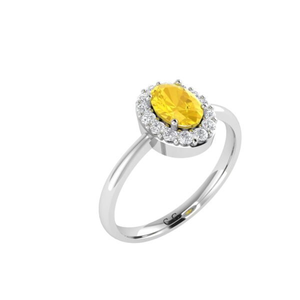 Diana Oval Citrine and Flashing Diamond Ring in 18K White Gold (1.7ct)