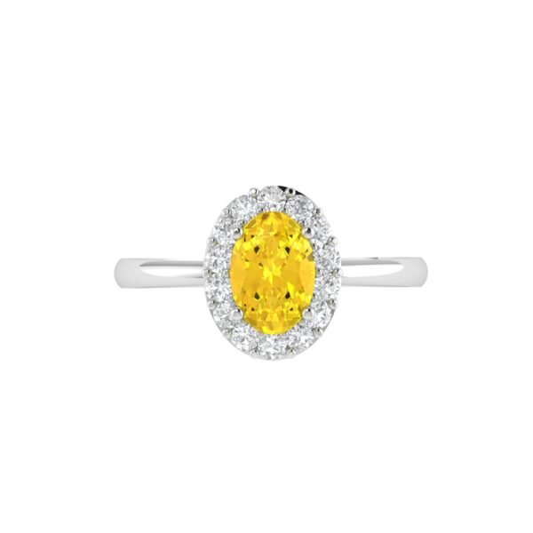 Diana Oval Citrine and Flashing Diamond Ring in 18K White Gold (1.7ct)