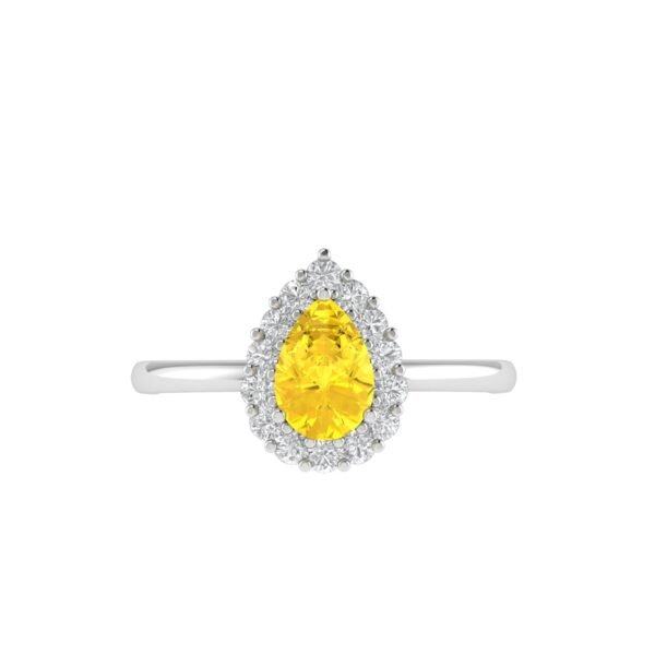 Diana Pear Citrine and Flashing Diamond Ring in 18K White Gold (0.45ct)