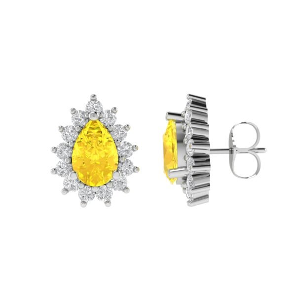 Diana Pear Citrine and Flashing Diamond Earrings in 18K White Gold (0.9ct)
