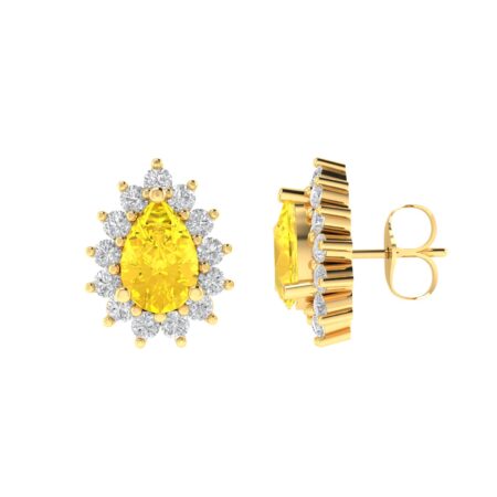 Diana Pear Citrine and Flashing Diamond Earrings in 18K Yellow Gold (0.9ct)