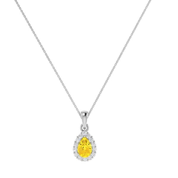 Diana Pear Citrine and Flashing Diamond Pendant in 18K White Gold (0.45ct)