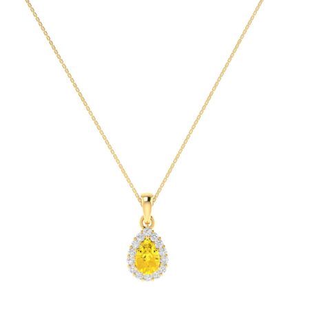 Diana Pear Citrine and Flashing Diamond Pendant in 18K Yellow Gold (0.45ct)