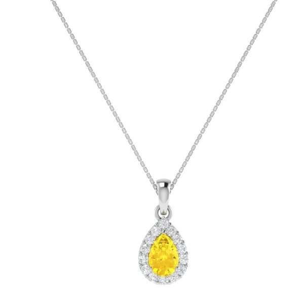 Diana Pear Citrine and Flashing Diamond Pendant in 18K White Gold (0.35ct)
