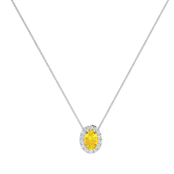 Diana Oval Citrine and Flashing Diamond Necklace in 18K White Gold (1.7ct)