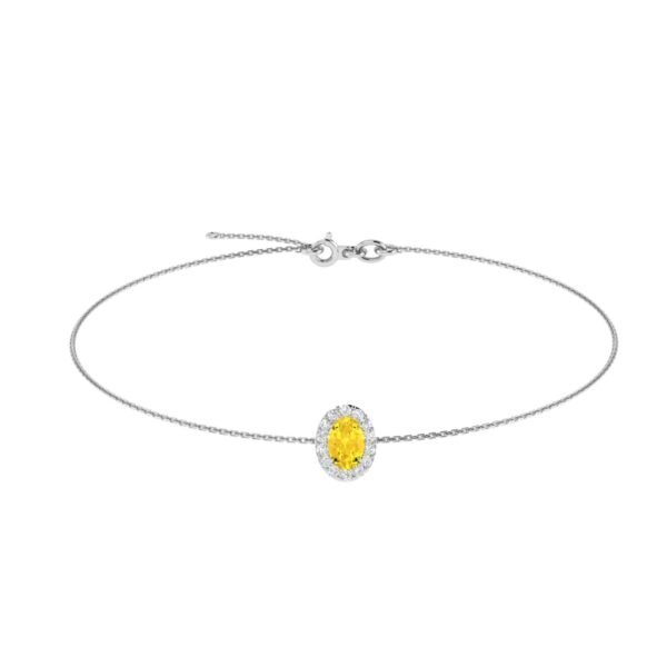 Diana Oval Citrine and Flashing Diamond Bracelet in 18K White Gold (1.7ct)