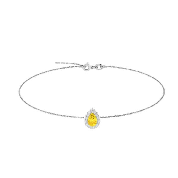 Diana Pear Citrine and Flashing Diamond Bracelet in 18K White Gold (0.45ct)