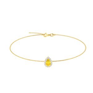 Diana Pear Citrine and Flashing Diamond Bracelet in 18K Yellow Gold (0.45ct)
