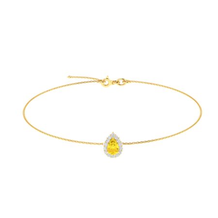 Diana Pear Citrine and Flashing Diamond Bracelet in 18K Yellow Gold (0.45ct)