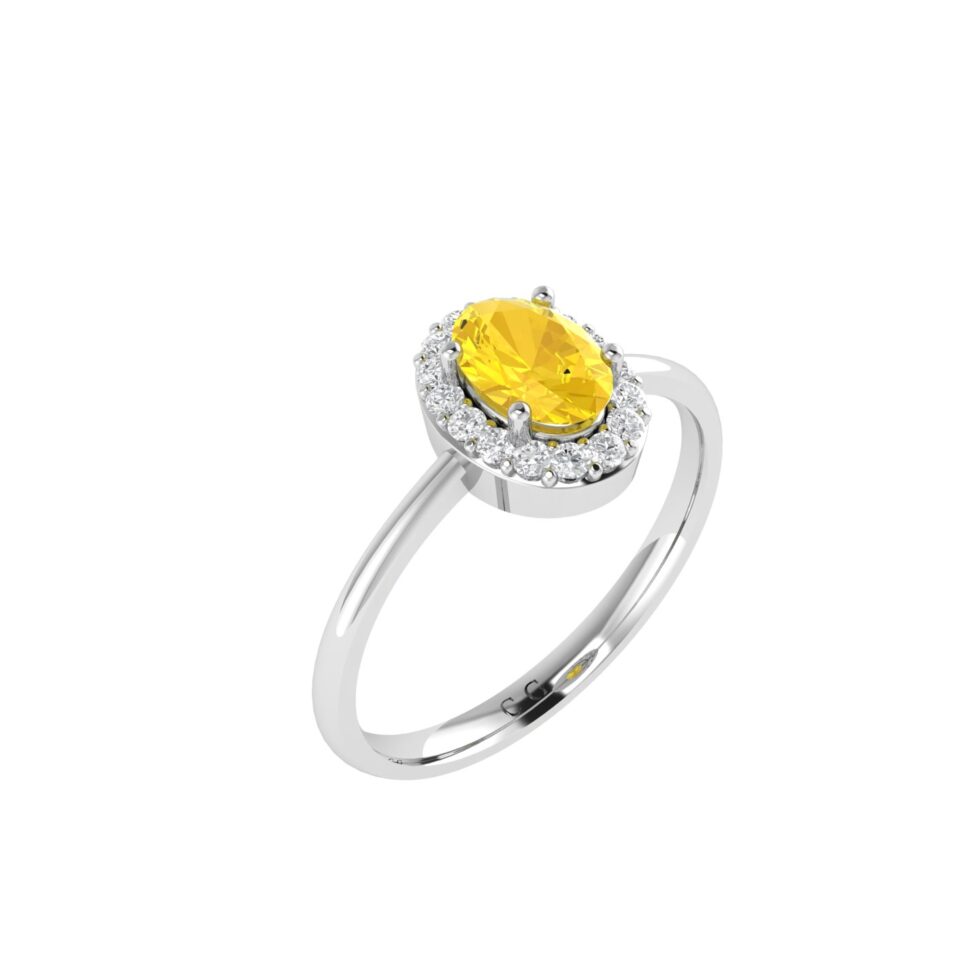 Diana Oval Citrine and Flashing Diamond Ring in 18K Gold (0.2ct)