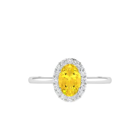 Diana Oval Citrine and Flashing Diamond Ring in 18K Gold (0.2ct)