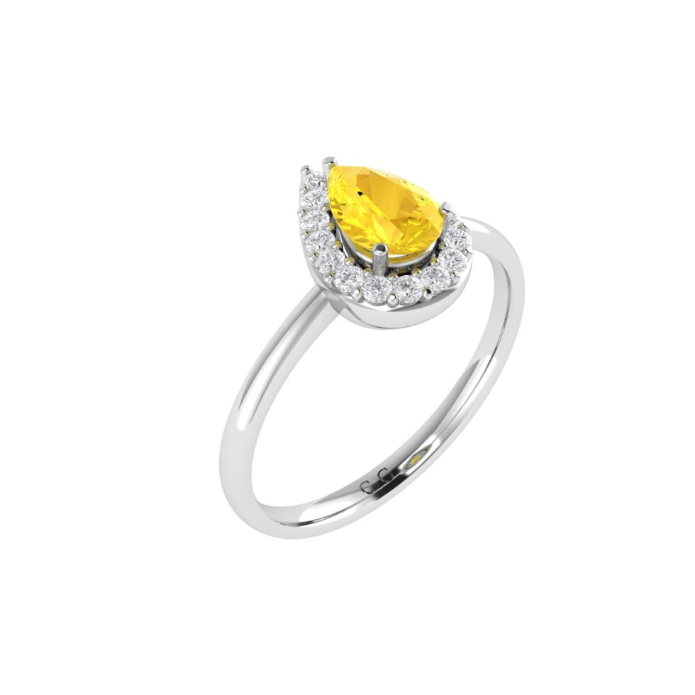 Diana Pear Citrine and Flashing Diamond Ring in 18K Gold (0.2ct)