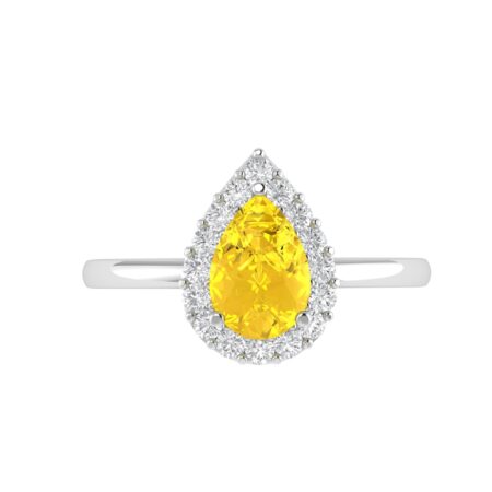 Diana Pear Citrine and Flashing Diamond Ring in 18K Gold (0.2ct)