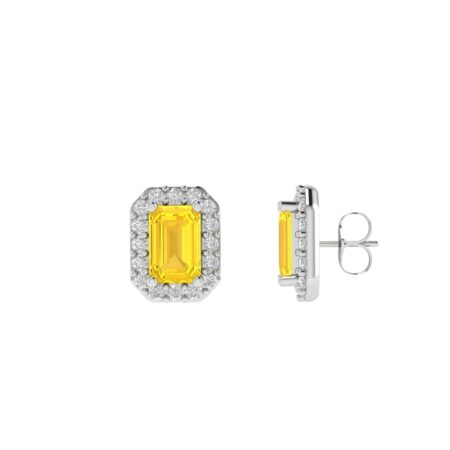 Diana Pear Citrine and Flashing Diamond Earrings in 18K White Gold (3.4ct)