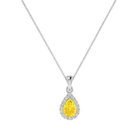 Diana Pear Citrine and Flashing Diamond Pendant in 18K Gold (0.2ct)