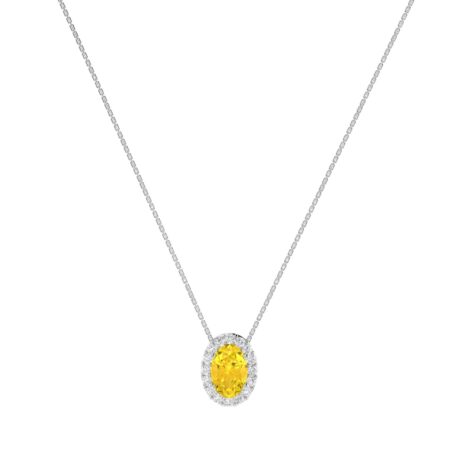 Diana Oval Citrine and Flashing Diamond Necklace in 18K Gold (0.2ct)