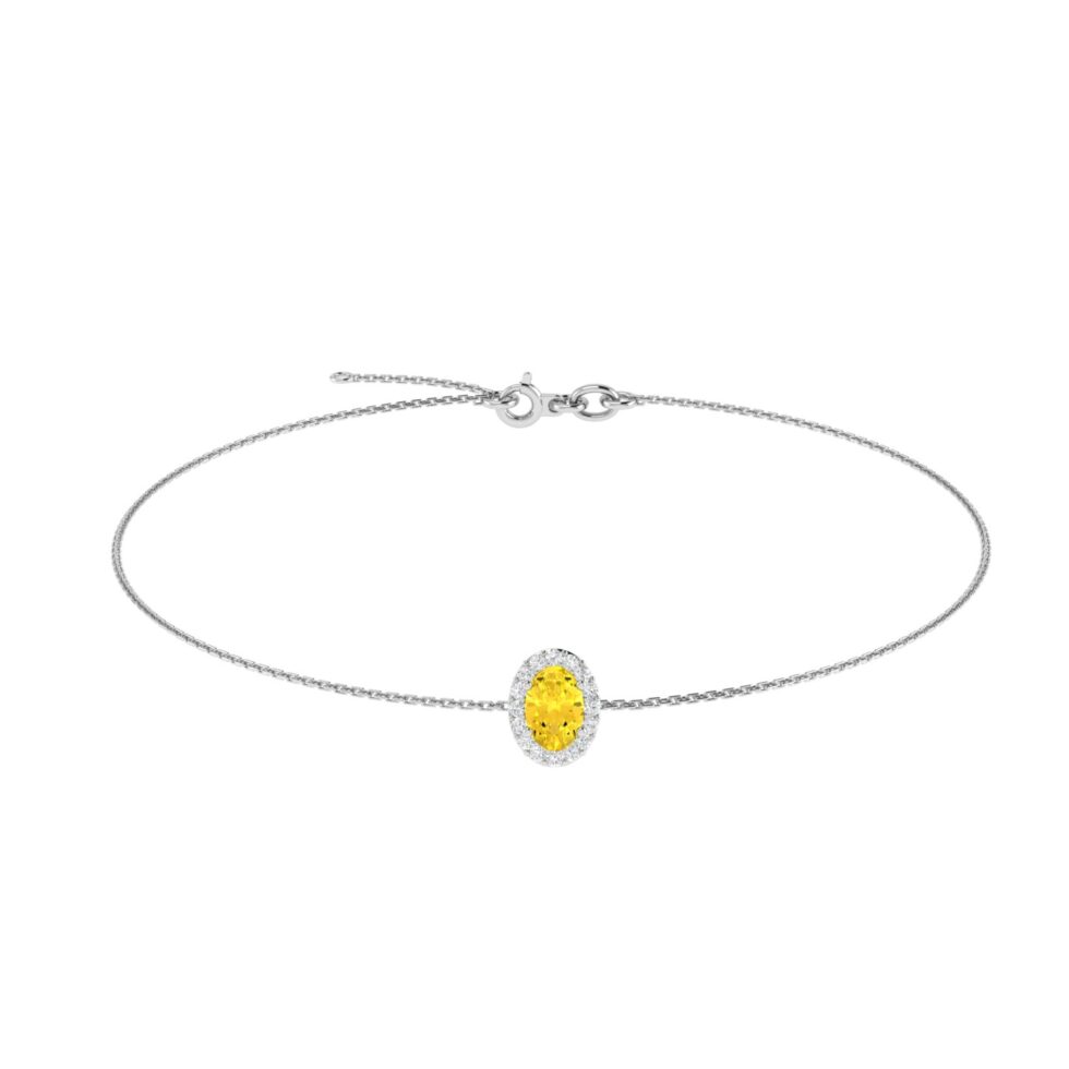 Diana Oval Citrine and Flashing Diamond Bracelet in 18K Gold (0.2ct)