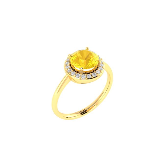 Diana Round Citrine and Flashing Diamond Ring in 18K Yellow Gold (1.8ct)