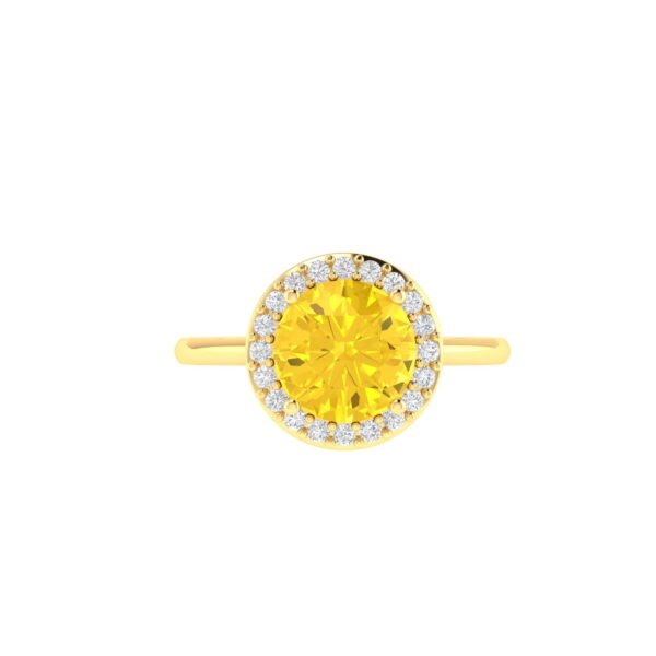 Diana Round Citrine and Flashing Diamond Ring in 18K Yellow Gold (1.8ct)