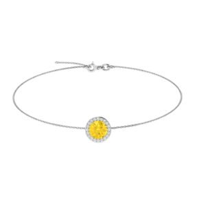 Diana Round Citrine and Flashing Diamond Bracelet in 18K White Gold (1.8ct)