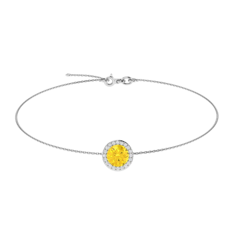 Diana Round Citrine and Flashing Diamond Bracelet in 18K White Gold (1.8ct)