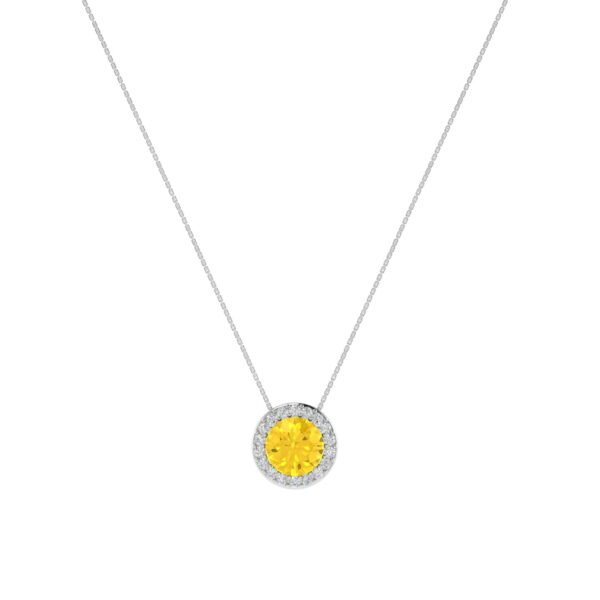 Diana Round Citrine and Ablazing Diamond Necklace in 18K White Gold (1.8ct)