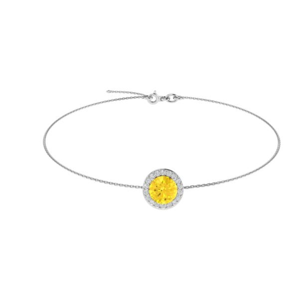 Diana Round Citrine and Ablazing Diamond Bracelet in 18K White Gold (1.8ct)