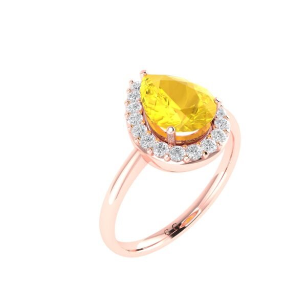 Diana Pear Citrine and Ablazing Diamond Ring in 18K Rose Gold (0.85ct)