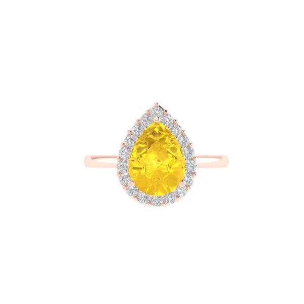 Diana Pear Citrine and Ablazing Diamond Ring in 18K Rose Gold (0.85ct)