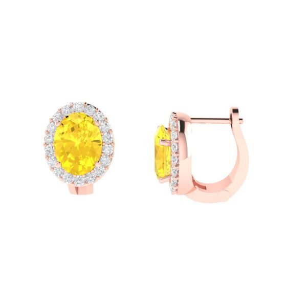 Diana Oval Citrine and Ablazing Diamond Earrings in 18K Rose Gold (2.4ct)