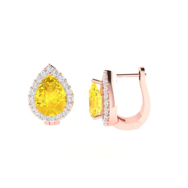 Diana Pear Citrine and Ablazing Diamond Earrings in 18K Rose Gold (1.7ct)