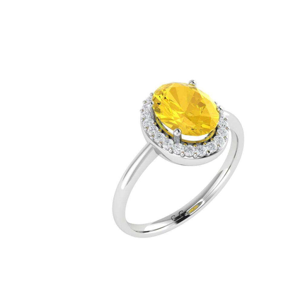 Diana Oval Citrine and Flashing Diamond Ring in 18K Gold (0.65ct)