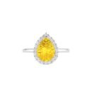 Diana Pear Citrine and Flashing Diamond Ring in 18K White Gold (0.85ct)