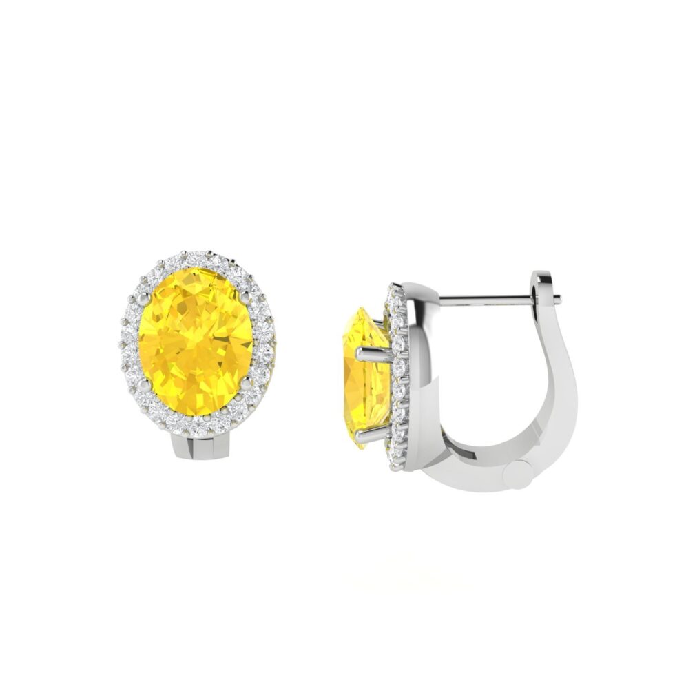 Diana Oval Citrine and Flashing Diamond Earrings in 18K Gold (1.3ct)