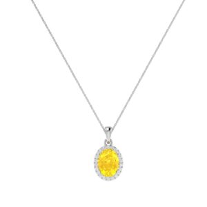Diana Oval Citrine and Flashing Diamond Pendant in 18K Gold (0.65ct)