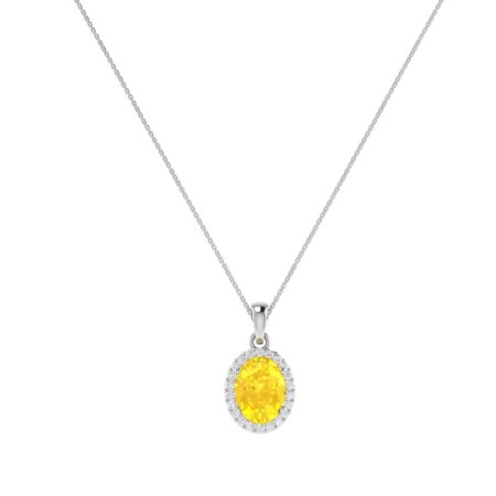 Diana Oval Citrine and Flashing Diamond Pendant in 18K Gold (0.65ct)