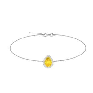 Diana Pear Citrine and Flashing Diamond Bracelet in 18K White Gold (0.85ct)